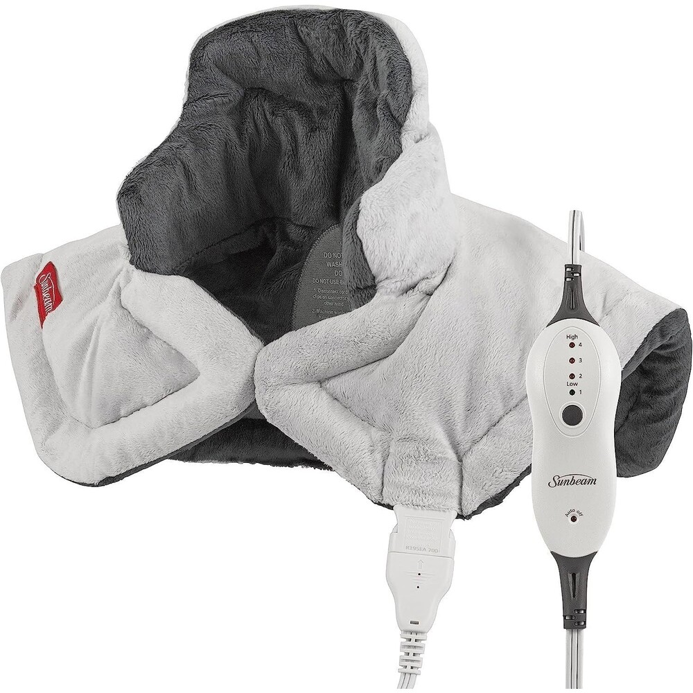 Sunbeam Neck & Shoulder Heating Pad with Auto Shut Off Moist Option 22"x19" Grey